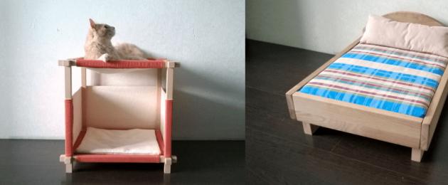 Как сделать кровать под скамейкой для кота. Лежак для кошки и кота: как изготовить или сшить, из старых вещей, из подручных материалов
