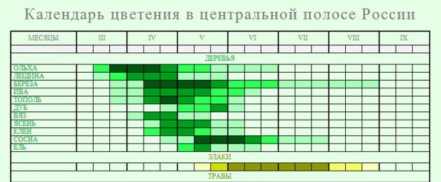 Поллиноз карта цветения москва